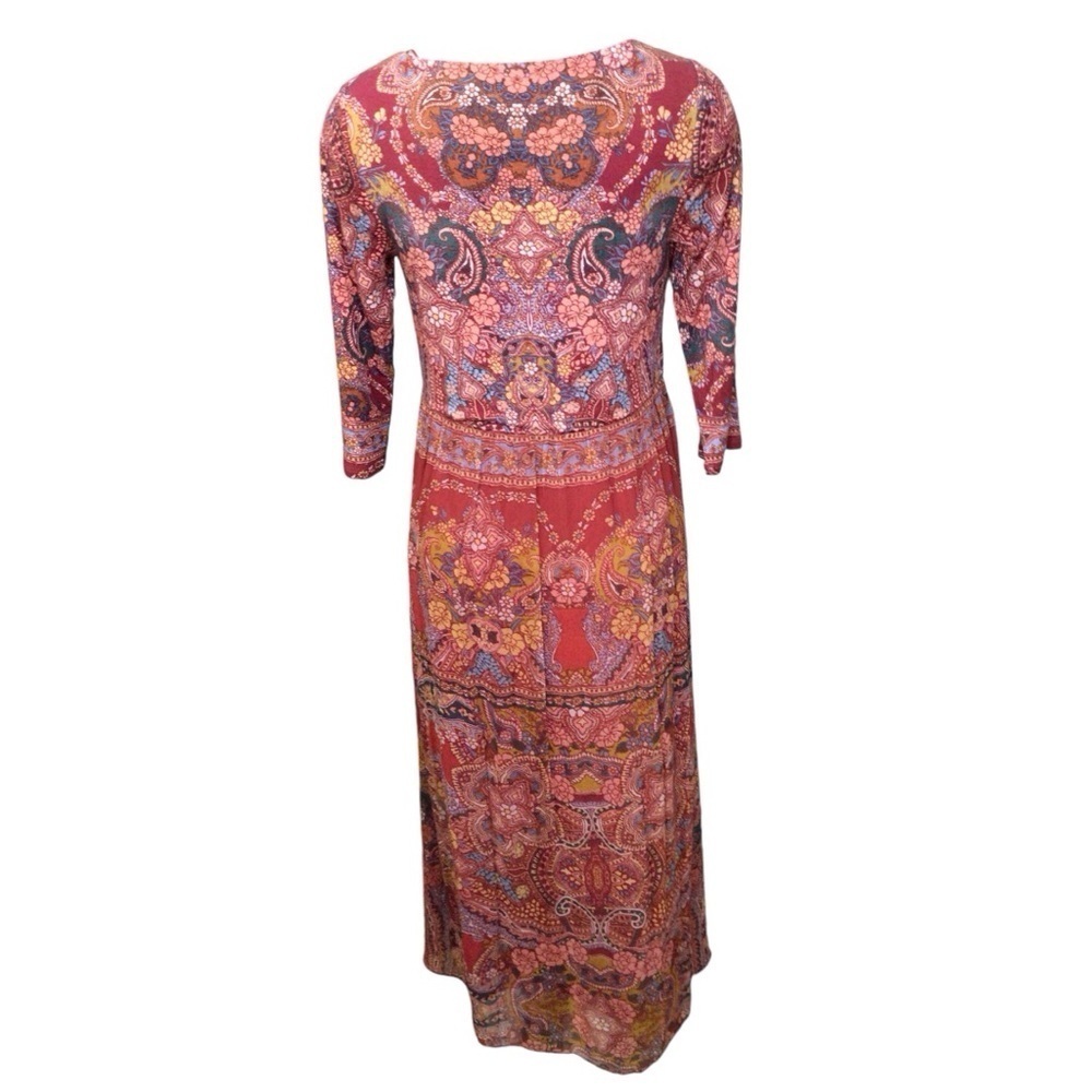 Soft Surroundings Dress Womens Large Red Niran Chiffon Floral Paisley Maxi - Picture 7 of 8